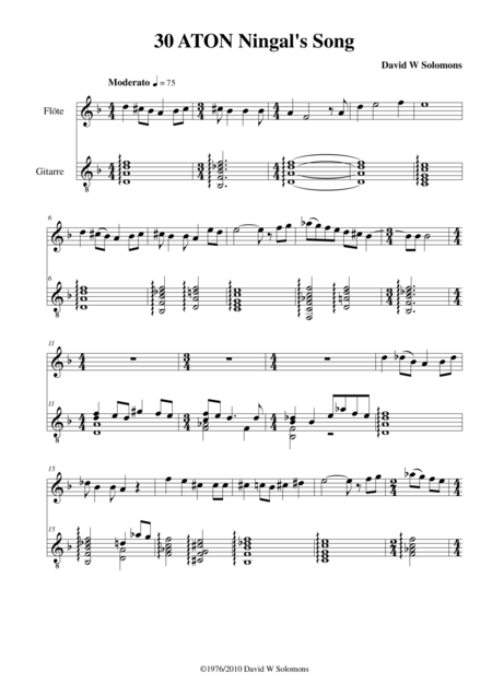 Aton Part 30 Ningals Song For Flute And Guitar Sheet Music