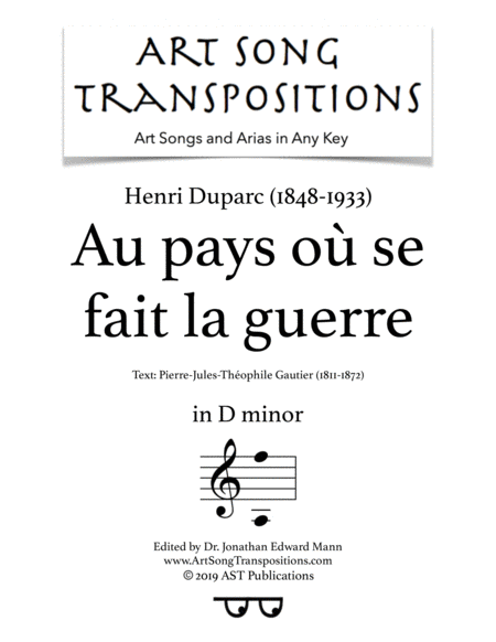 Au Pays O Se Fait La Guerre D Minor Sheet Music