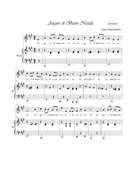 Free Sheet Music Auguri Di Buon Natale Voce E Piano