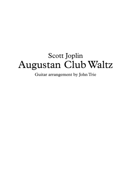 Augustan Club Waltz Guitar Tablature Sheet Music