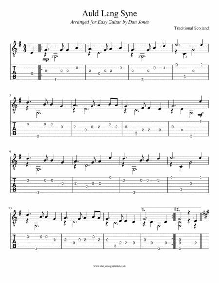 Auld Lang Syne For Easy Guitar Sheet Music