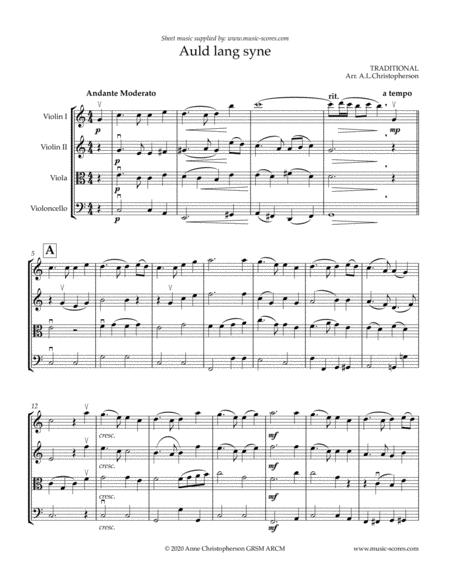 Auld Lang Syne Longer String Quartet Sheet Music