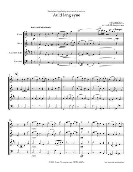 Auld Lang Syne Longer Wind Quartet Sheet Music