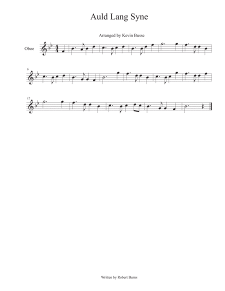 Auld Lang Syne Oboe Sheet Music