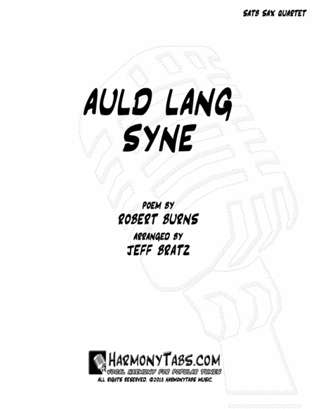 Auld Lang Syne Satb Sax Quartet Sheet Music