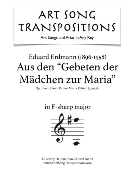 Free Sheet Music Aus Den Gebeten Der Mdchen Zur Maria Op 7 No 1 Transposed To F Sharp Major