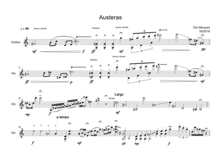 Austeras For Violin Solo Sheet Music