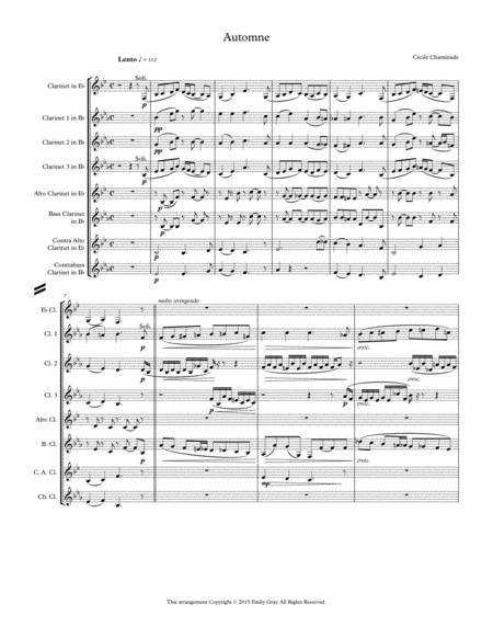 Automne For Clarinet Choir Score Sheet Music