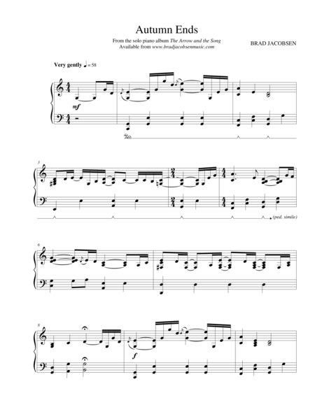 Autumn Ends By Brad Jacobsen Sheet Music