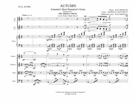 Autumn For Treble Voices Ssaa Piano String Quartet Sheet Music