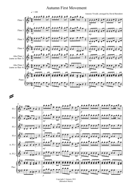 Autumn Four Seasons For Flute Quartet Sheet Music