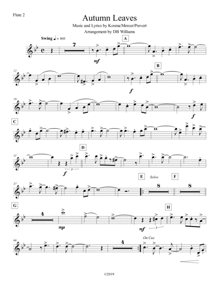 Free Sheet Music Autumn Leaves Flute 2