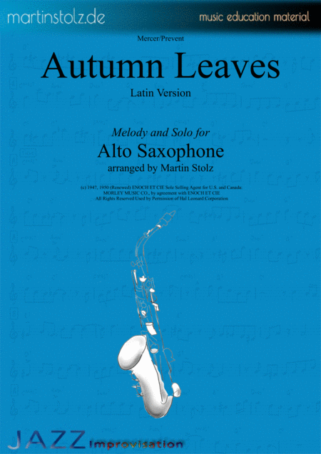 Autumn Leaves For Alto Saxophone In Latin Groove Sheet Music