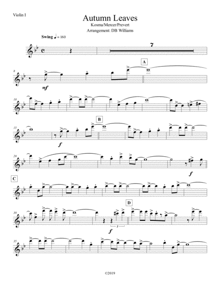 Autumn Leaves Violin 1 Sheet Music