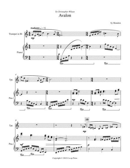 Free Sheet Music Avalon For Trumpet And Piano