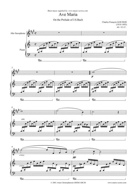 Free Sheet Music Ave Maria Alto Saxophone And Piano