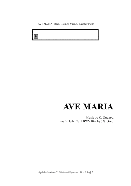 Ave Maria Bach Gounod For Alto Or Bariton Or Any Instrument In C And Piano In D With Musical Base For Piano Mp3 Embedded In Pdf File Sheet Music