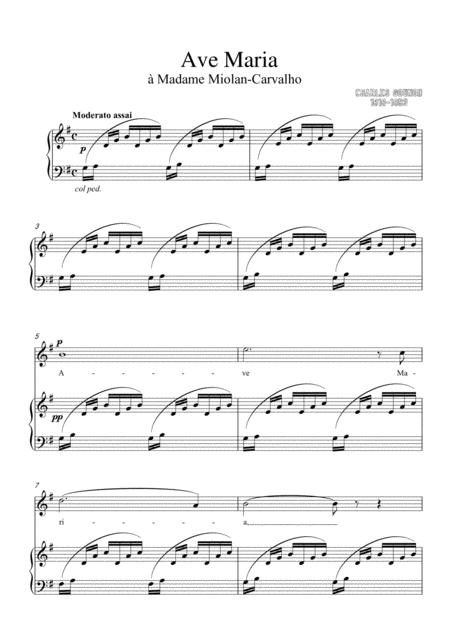 Free Sheet Music Ave Maria Bach Gounod For Voice And Piano