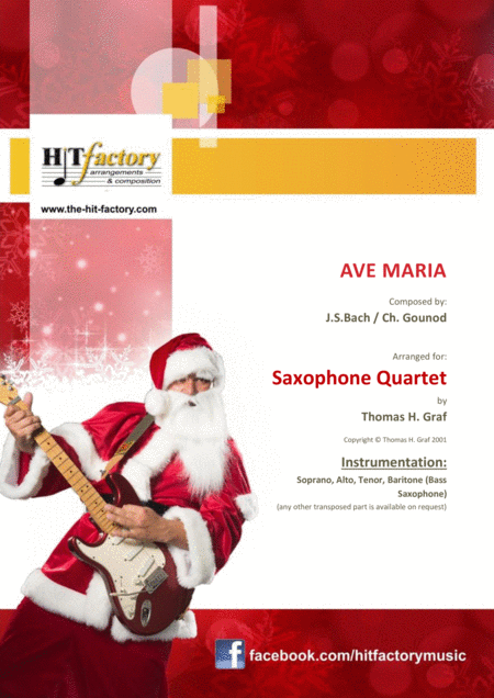 Ave Maria Bach Gounot Saxophone Quartet Sheet Music