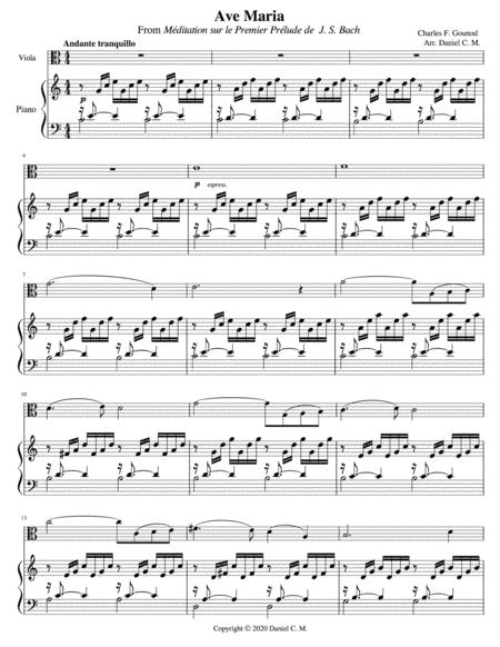 Ave Maria By Gounod Viola And Piano Sheet Music