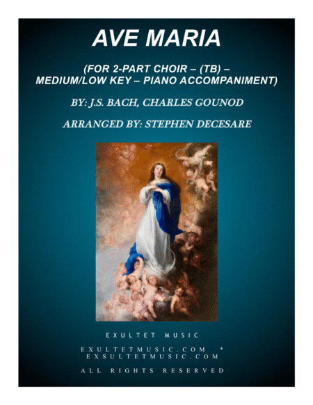 Ave Maria For 2 Part Choir Tb Medium Low Key Piano Accompaniment Sheet Music