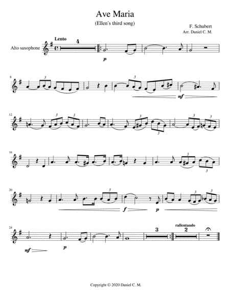 Ave Maria For Alto Saxophone And Piano Sheet Music