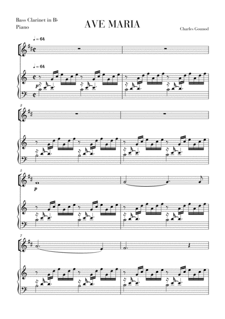 Free Sheet Music Ave Maria For Bass Clarinet