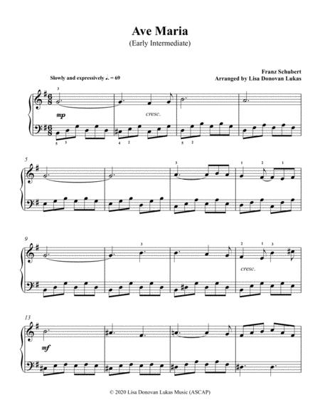 Free Sheet Music Ave Maria For Early Intermediate Solo Piano