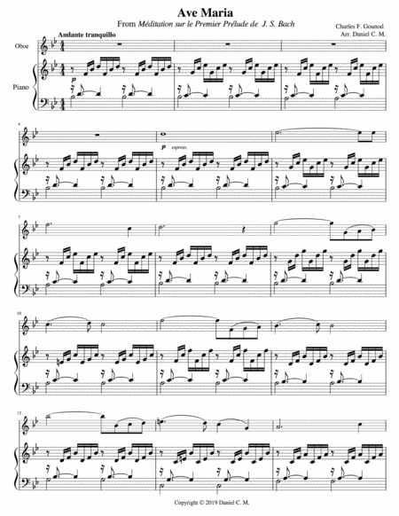 Free Sheet Music Ave Maria For Oboe And Piano In B Flat