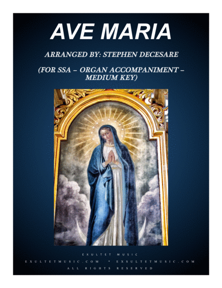 Free Sheet Music Ave Maria For Ssa Organ Accompaniment Medium Key