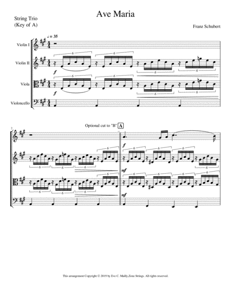 Free Sheet Music Ave Maria Franz Schubert String Trio