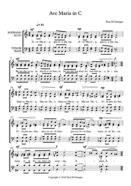 Free Sheet Music Ave Maria In C