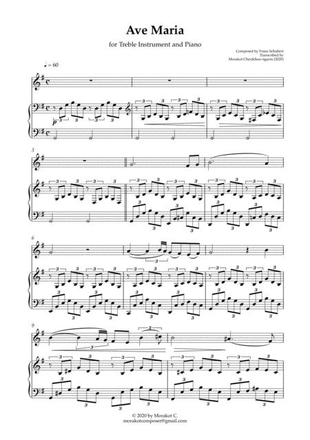 Free Sheet Music Ave Maria Schubert For Treble Instrument