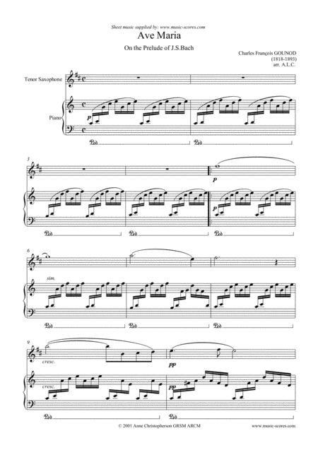 Ave Maria Tenor Saxophone And Piano Sheet Music