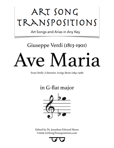 Ave Maria Transposed To G Flat Major Sheet Music