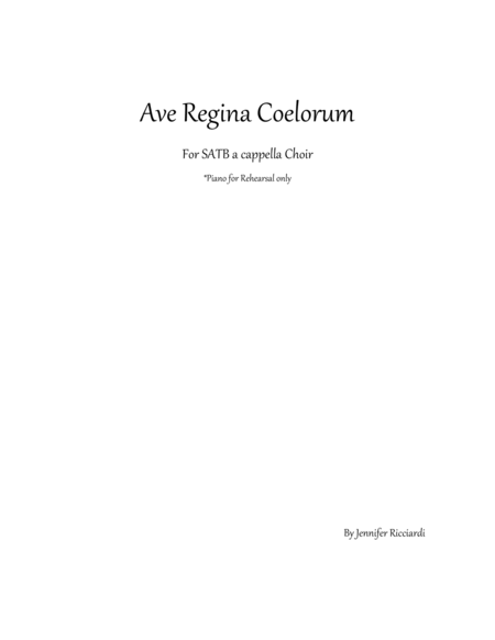 Free Sheet Music Ave Regina Caelorum