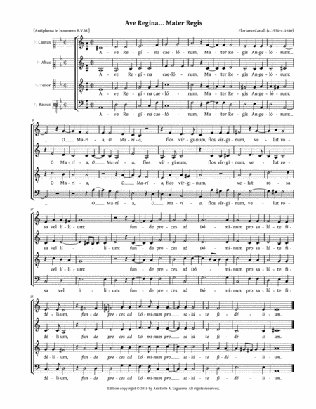 Free Sheet Music Ave Regina Mater Regis Canali Satb Aatb Or Attb