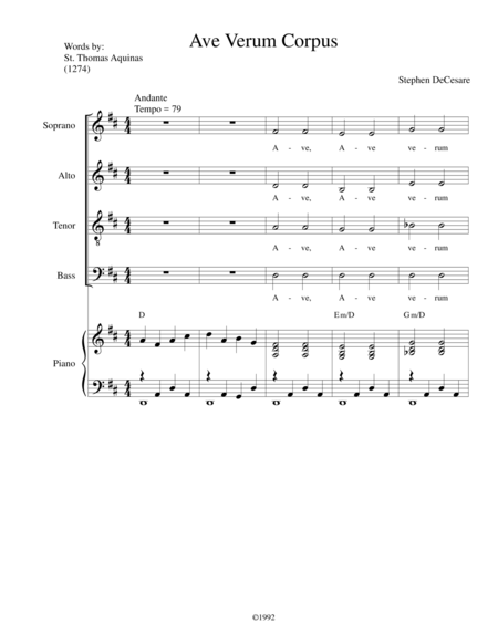 Free Sheet Music Ave Verum Corpus For Satb Choir