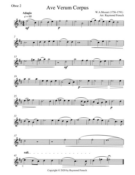 Ave Verum Corpus Oboe Quartet Intermediate Level Sheet Music