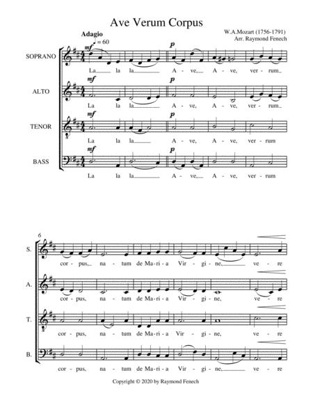 Ave Verum Corpus Satb Choir A Capella Mixed Choir Sheet Music