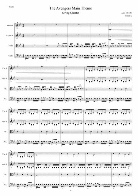 Free Sheet Music Avengers Theme From The Avengers String Quartet Viola Melody Part