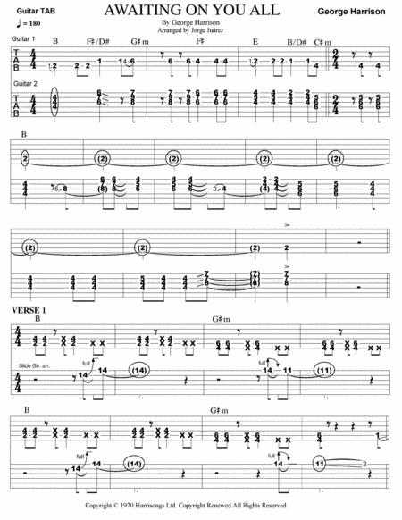 Free Sheet Music Awaiting On You All Guitar Tab