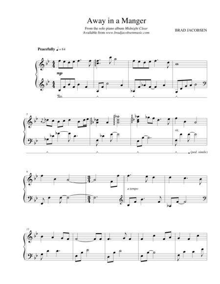 Away In A Manger By Brad Jacobsen Sheet Music