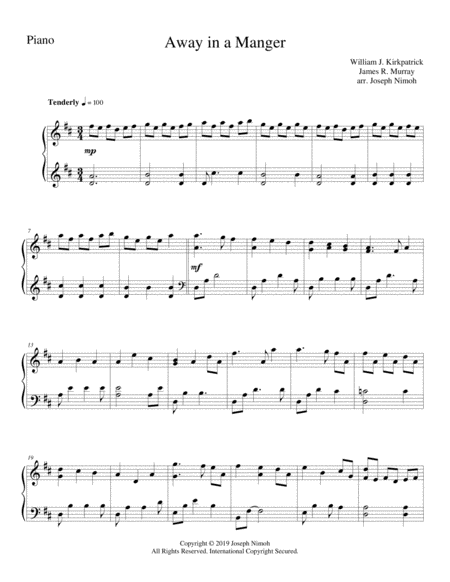 Away In A Manger Cradle Song Piano Part Sheet Music