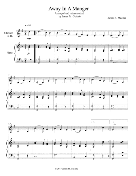 Away In A Manger For Clarinet Piano Sheet Music