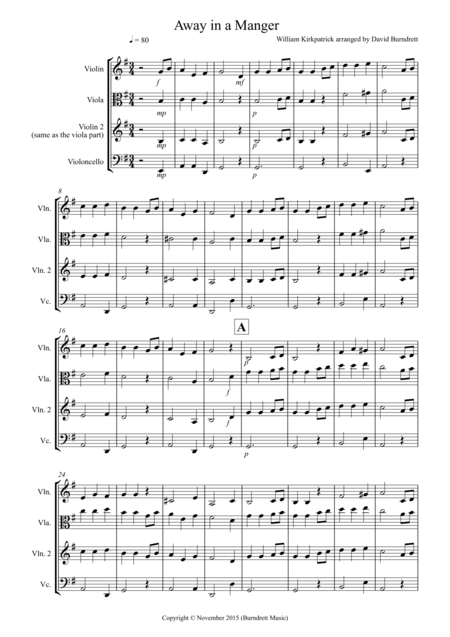 Away In A Manger For String Trio Sheet Music