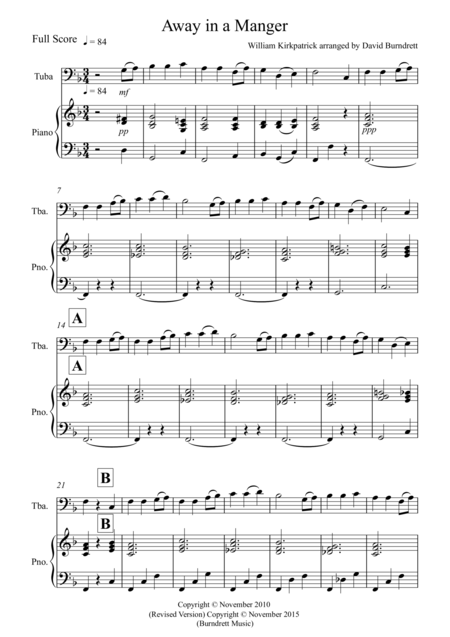 Away In A Manger For Tuba And Piano Sheet Music