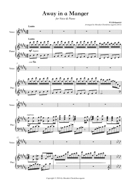 Free Sheet Music Away In A Manger For Voice Piano
