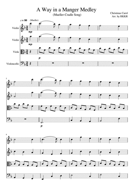 Free Sheet Music Away In A Manger Medley F Major