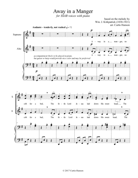 Away In A Manger Ssab Sheet Music